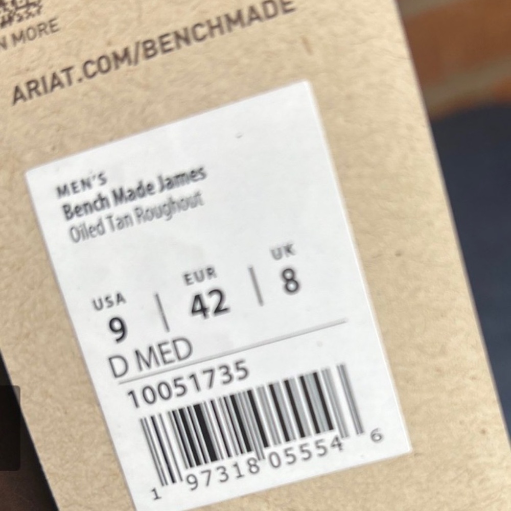 Ariat (NEW) Bench Made Jam (Ouled Tan) Men’s size 9 - Picture 2 of 5